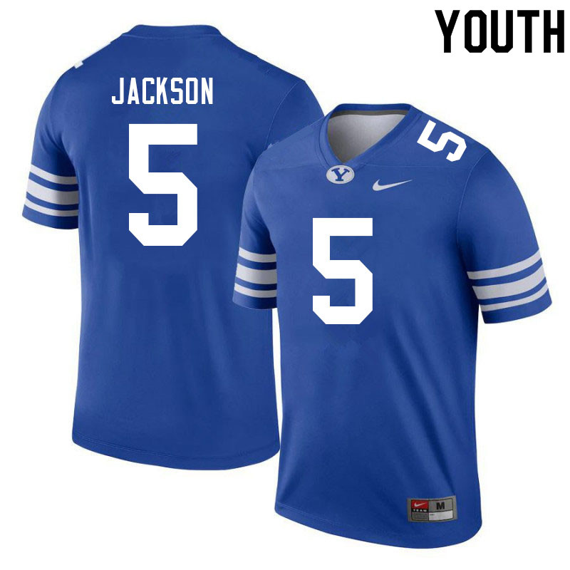 Youth #5 Chris Jackson BYU Cougars College Football Jerseys Sale-Royal - Click Image to Close